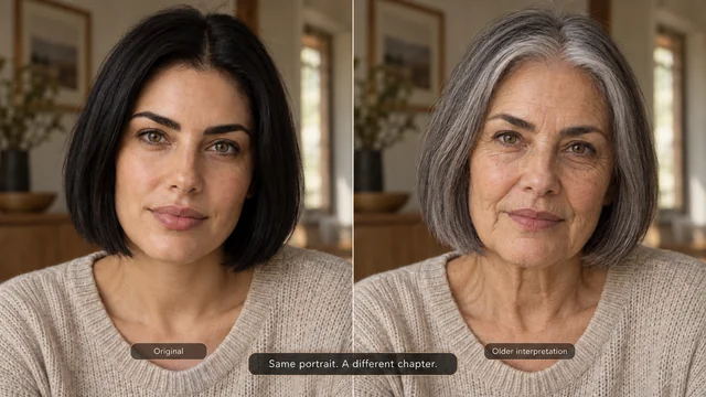 AI illustration of younger and older portraits side by side