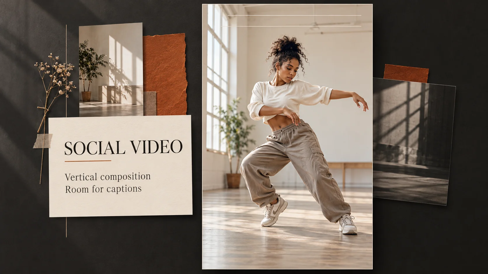 AI dance concept showing vertical composition and space for captions.