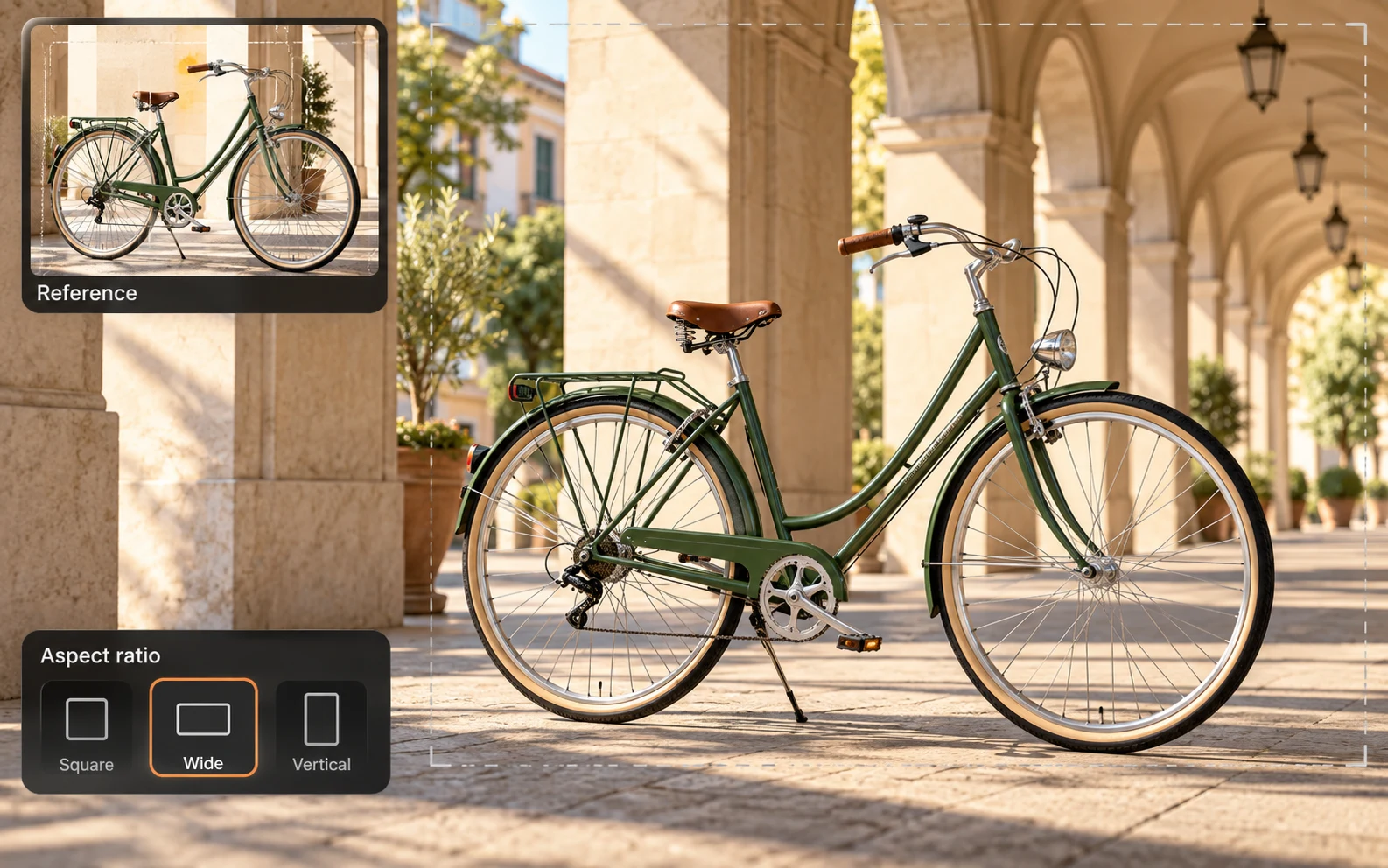 Bicycle scene with composition options