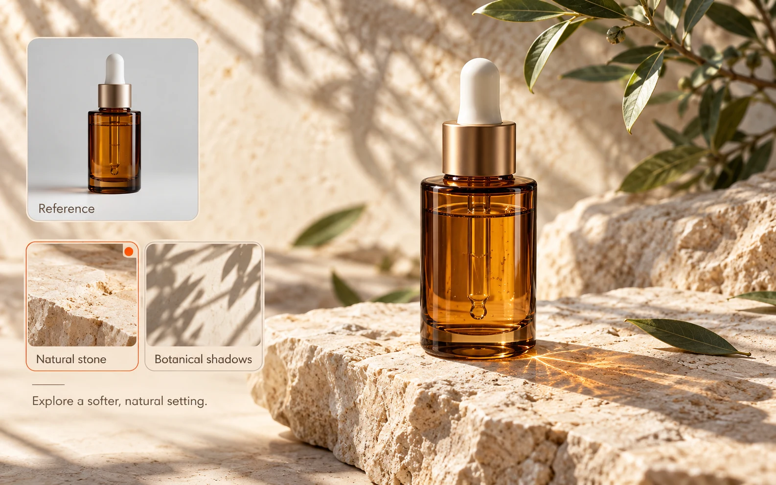 Skincare bottle product setting
