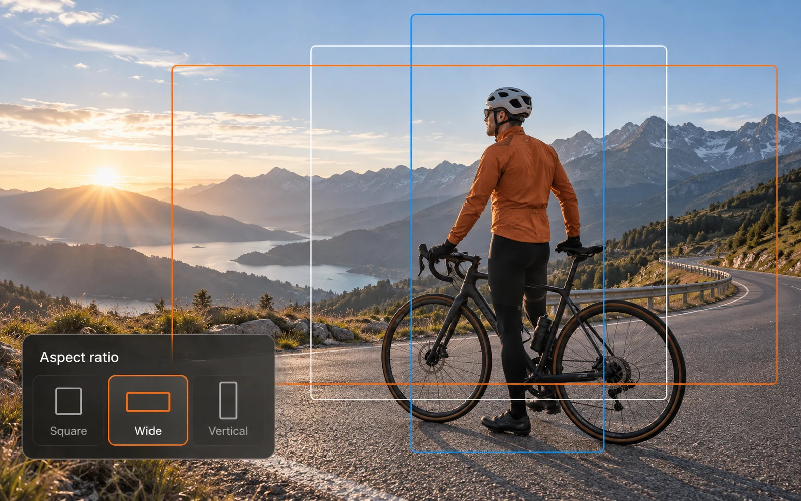 Cycling scene with composition options