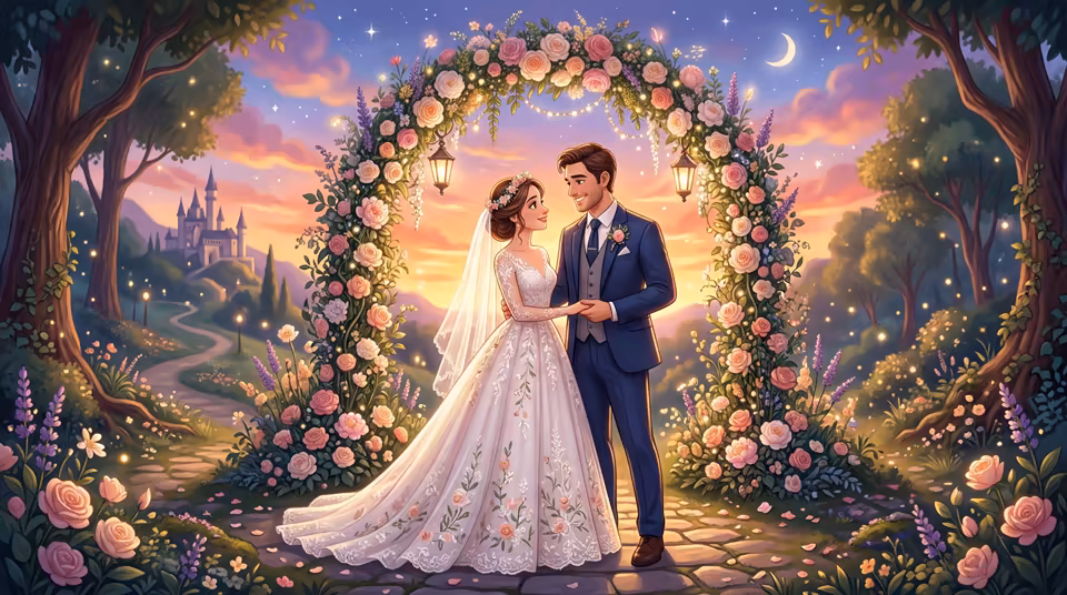Storybook wedding scene preview